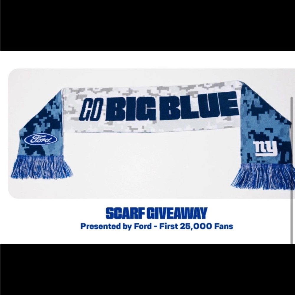 NY Giants collectible scarf Salute to Service Giveaway November 16 2025